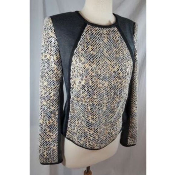 Rachel Roy Snakeskin Moto Jacket sz 4 Black - Picture 4 of 6